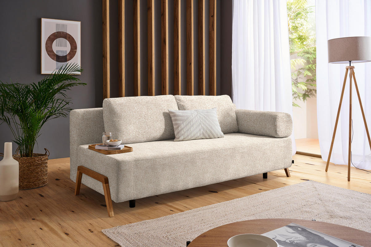 SCHLAFSOFA in Holz, Textil Beige  - Beige/Naturfarben, Design, Holz/Textil (211/88/102cm) - Niels Andersson