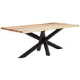 ESSTISCH in Holz, Metall 200/100/75 cm  - Eschefarben/Schwarz, LIFESTYLE, Holz/Metall (200/100/75cm) - Linea Natura