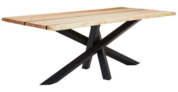 ESSTISCH in Holz, Metall 200/100/75 cm  - Eschefarben/Schwarz, LIFESTYLE, Holz/Metall (200/100/75cm) - Linea Natura