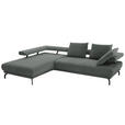 ECKSOFA in Chenille Graugrün  224/305 cm  - Schwarz/Graugrün, Design, Textil/Metall (224/305cm) - Dieter Knoll