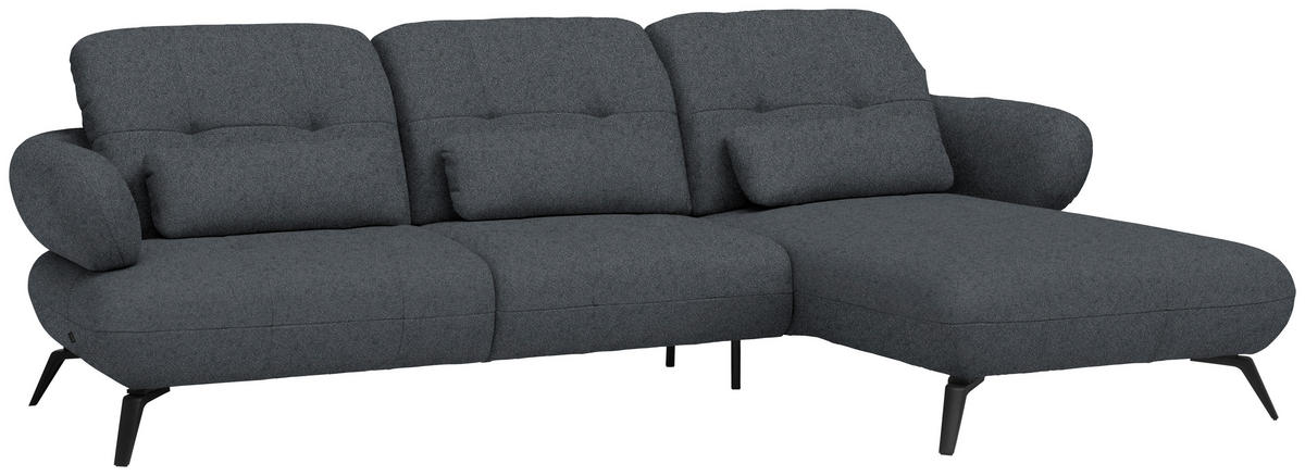 ECKSOFA Chenille Dunkelgrau  - Dunkelgrau/Schwarz, Design, Textil/Metall (282/189cm) - Novel