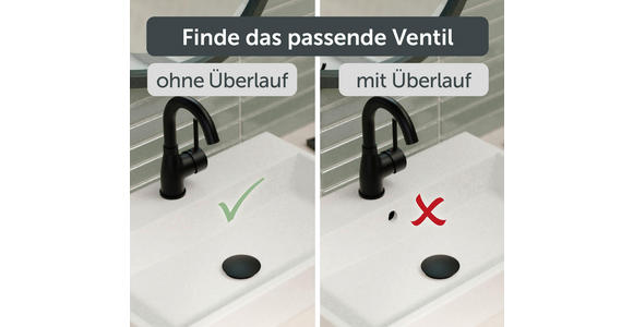 ABLAUFVENTIL 7,0/6,5/7,0 cm  - Schwarz, Basics, Metall (7,0/6,5/7,0cm) - Xora