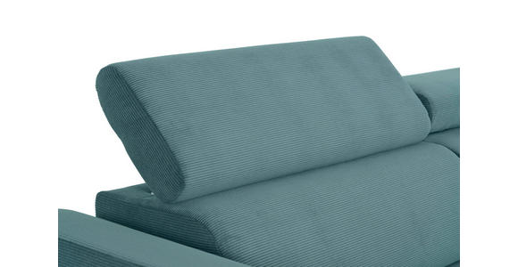 ECKSOFA Türkis Feincord - Türkis/Schwarz, Design, Textil/Metall (280/205cm) - Xora