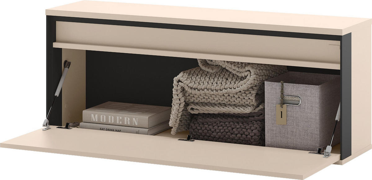KOMODA   120/45/30 cm   crna, bež  - bež/crna, Moderno, drvni materijal (120/45/30cm) - Voleo