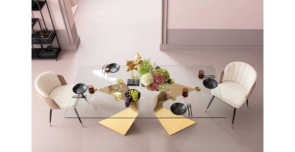 STUHL , , Samt  - Beige/Goldfarben, Design, Textil/Metall (52/81/58cm) - Ambia Home