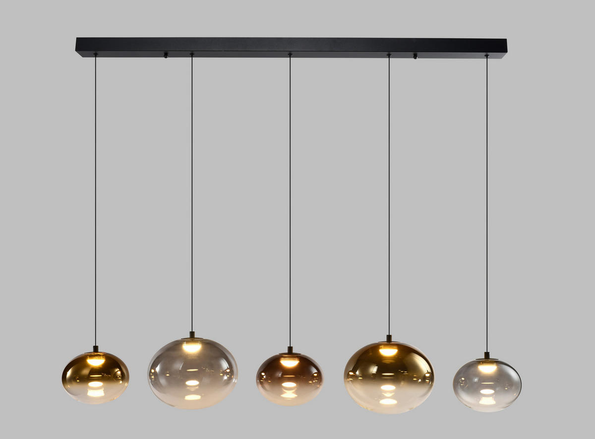 LED-HÄNGELEUCHTE Pesaro 128/170/20 cm  - Schwarz, Design, Glas/Metall (128/170/20cm)