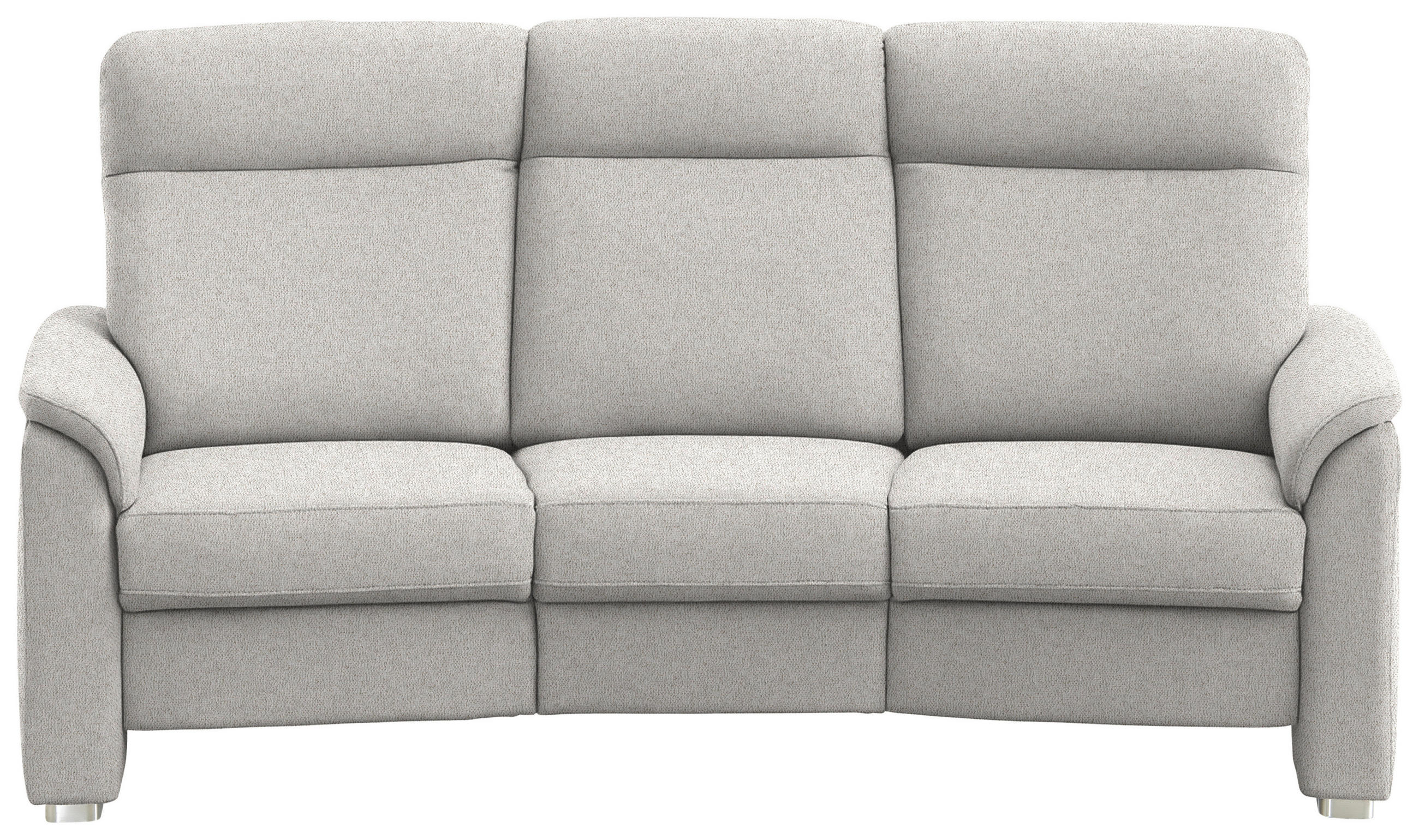 TRAPEZSOFA  in Flachgewebe Ecru  - Ecru/Alufarben, KONVENTIONELL, Textil/Metall (218/107/103cm) - Beldomo Comfort
