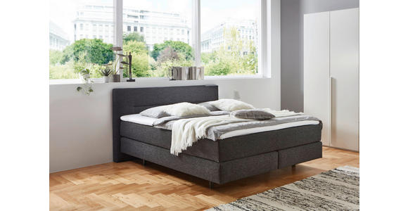 BOXSPRINGBETT 180/200 cm  in Anthrazit, Schwarz  - Anthrazit/Schwarz, Design, Textil (180/200cm) - Novel