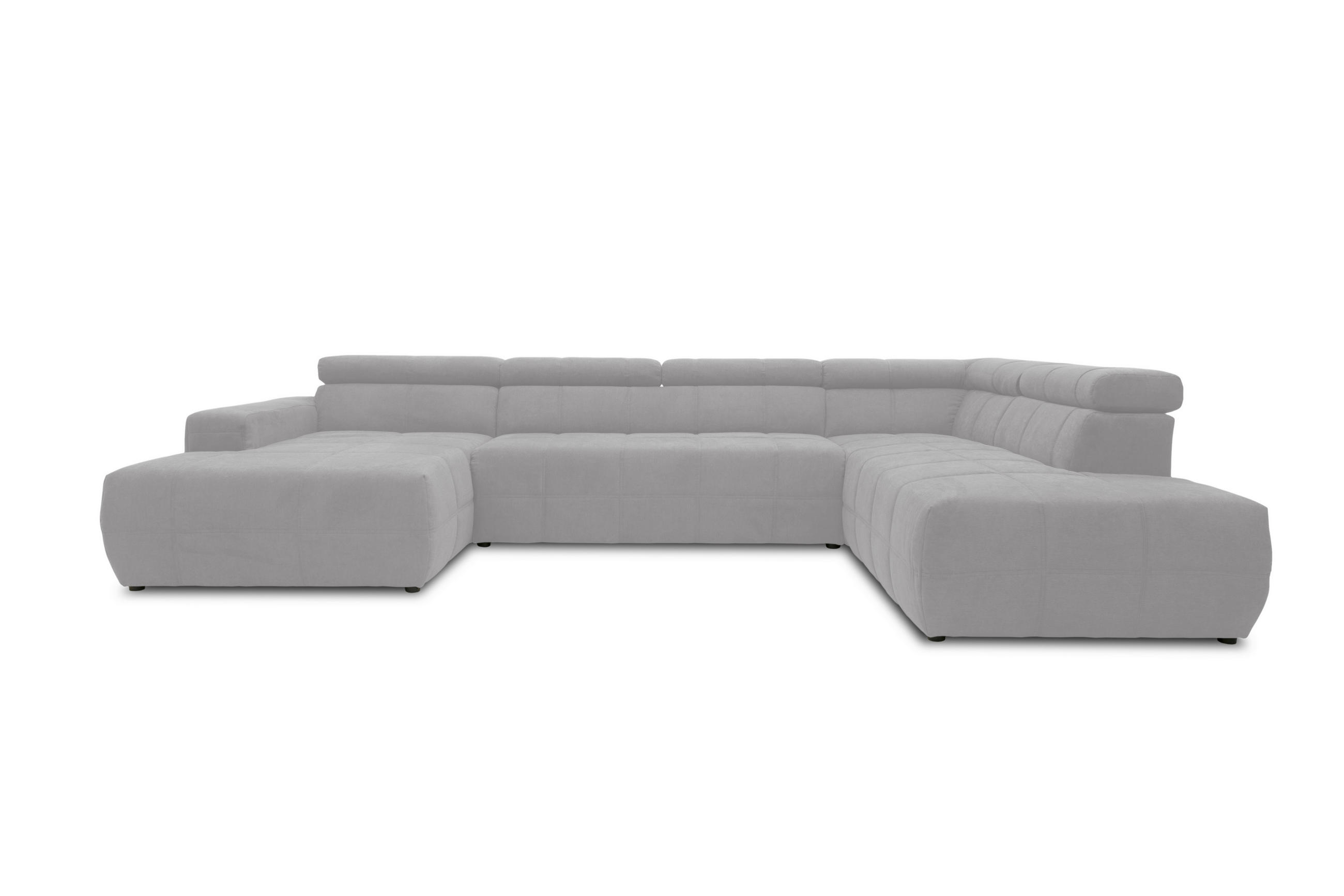 WOHNLANDSCHAFT Silberfarben Mikrofaser  - Silberfarben/Schwarz, Design, Kunststoff/Textil (175/359/228cm) - MID.YOU