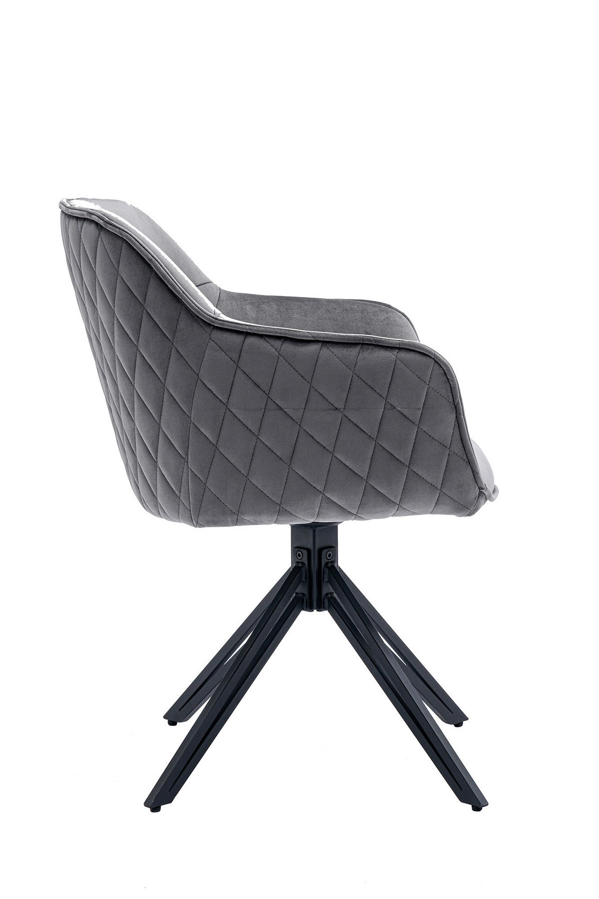 DREHSTUHL  in Samt Grau  - Schwarz/Grau, MODERN, Textil/Metall (59/83/60cm) - Livetastic