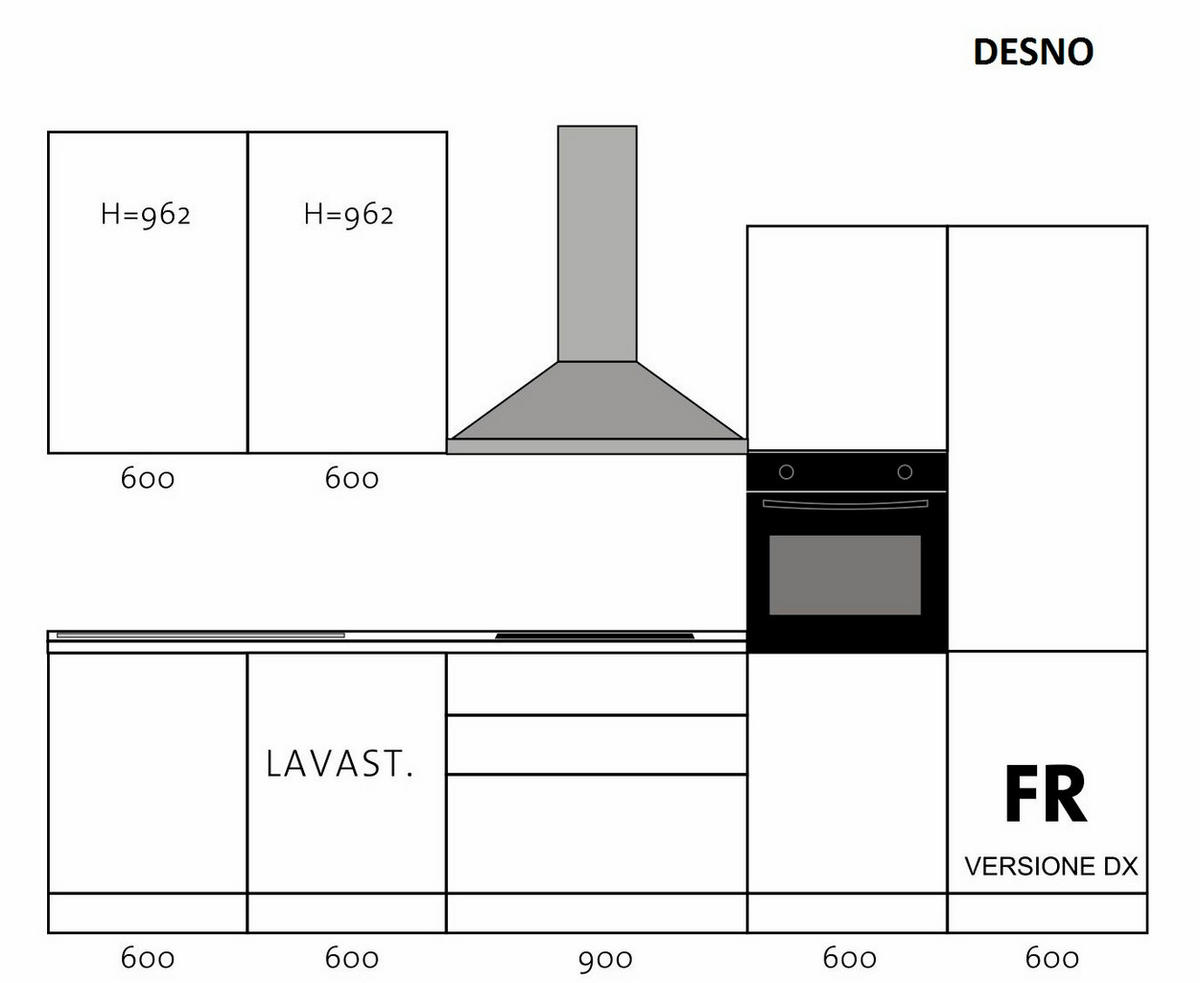 BLOK KUHINJA S APARATIMA  boje pijeska  - boje pijeska/boje aluminija, Basics, drvni materijal/drvo (330/216/60cm) - Xora