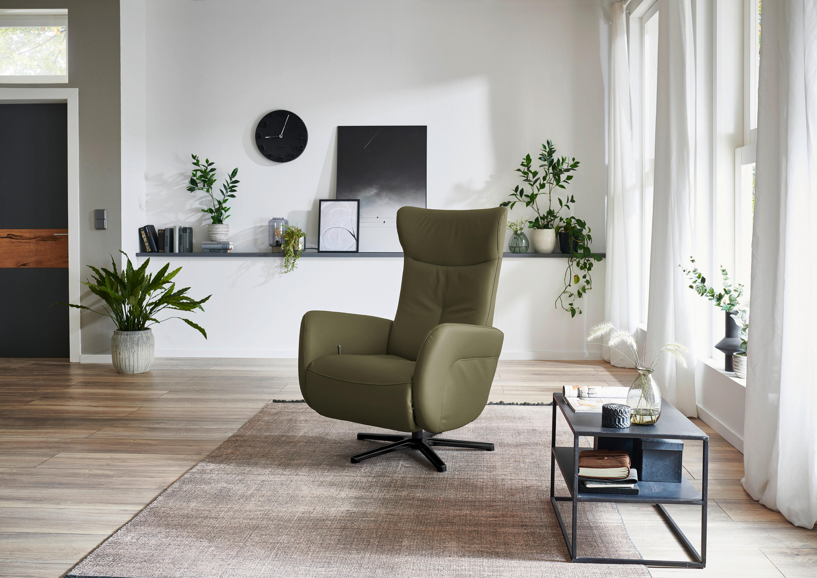 RELAXSESSEL in Leder Grün  - Schwarz/Grün, Design, Leder/Metall (76/112/83cm) - Beldomo Speed