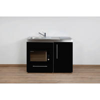 MINIKÜCHE  120/89/60 cm  in Schwarz  - Edelstahlfarben/Schwarz, Basics, Metall (120/89/60cm)