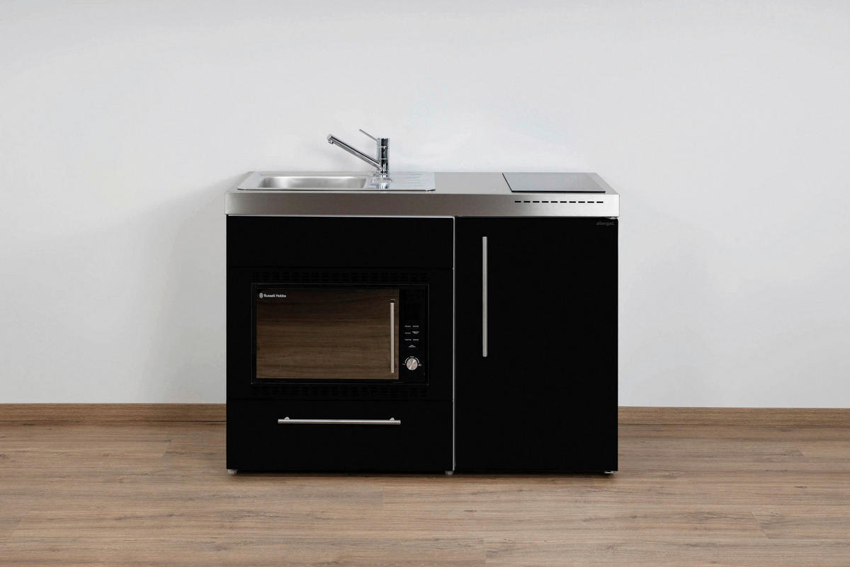 MINIKÜCHE  120/89/60 cm  in Schwarz  - Edelstahlfarben/Schwarz, Basics, Metall (120/89/60cm)