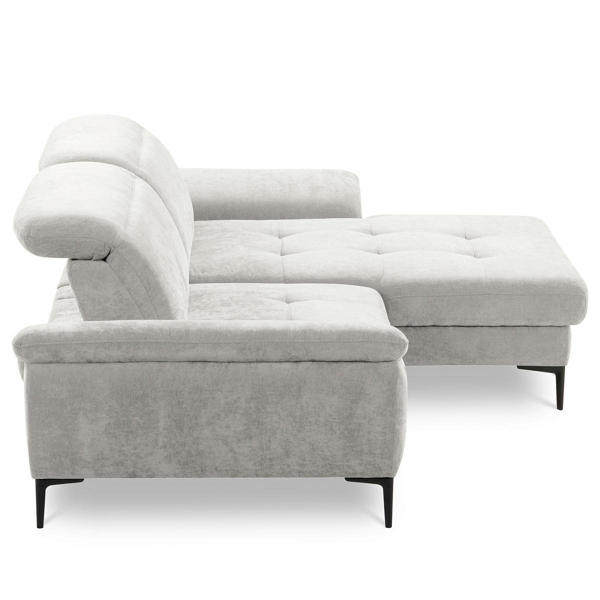 ECKSOFA  Webstoff Grau  - Schwarz/Grau, Design, Textil/Metall (268/195cm) - Livetastic