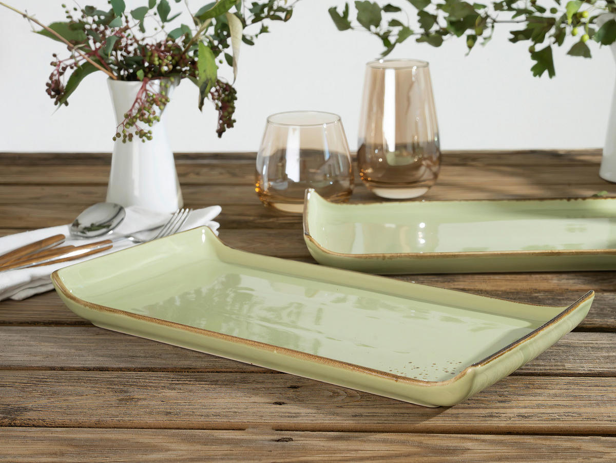 SERVIERPLATTEN-SET 2-teilig 16,5/33 cm  - Grün, Trend, Keramik (16,5/33cm) - Creatable