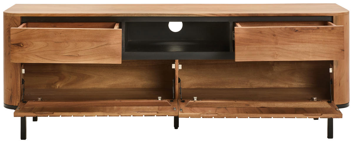 LOWBOARD Nara  in 177/62,5/42 cm  - Schwarz/Naturfarben, KONVENTIONELL, Holz/Metall (177/62,5/42cm) - Livetastic