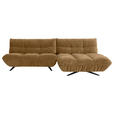 ECKSOFA Beigebraun Chenille Rücken echt, Sitztiefenverstellung  - Beigebraun/Schwarz, Design, Textil/Metall (295/178cm) - Belluti