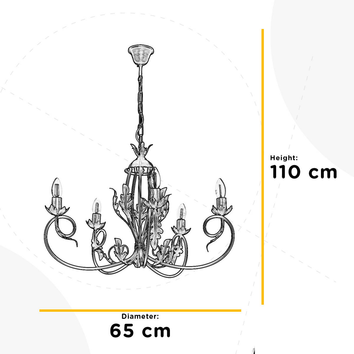 KRONLEUCHTER 4691 GRETEL 65/65/110 cm   - Bronzefarben, KONVENTIONELL, Metall (65/65/110cm)