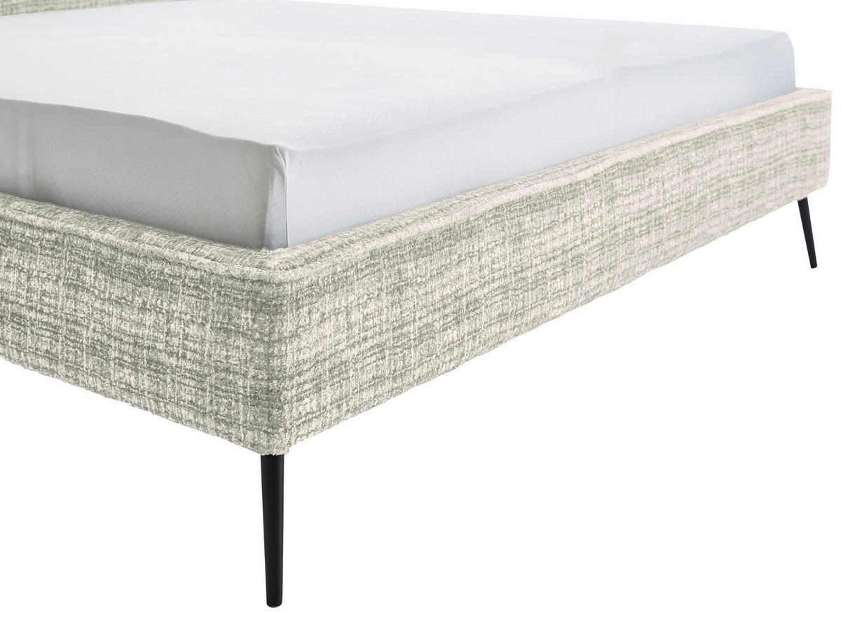 POLSTERBETT 180/200 cm  in Hellgrau  - Hellgrau/Schwarz, Modern, Textil/Metall (180/200cm) - Livetastic