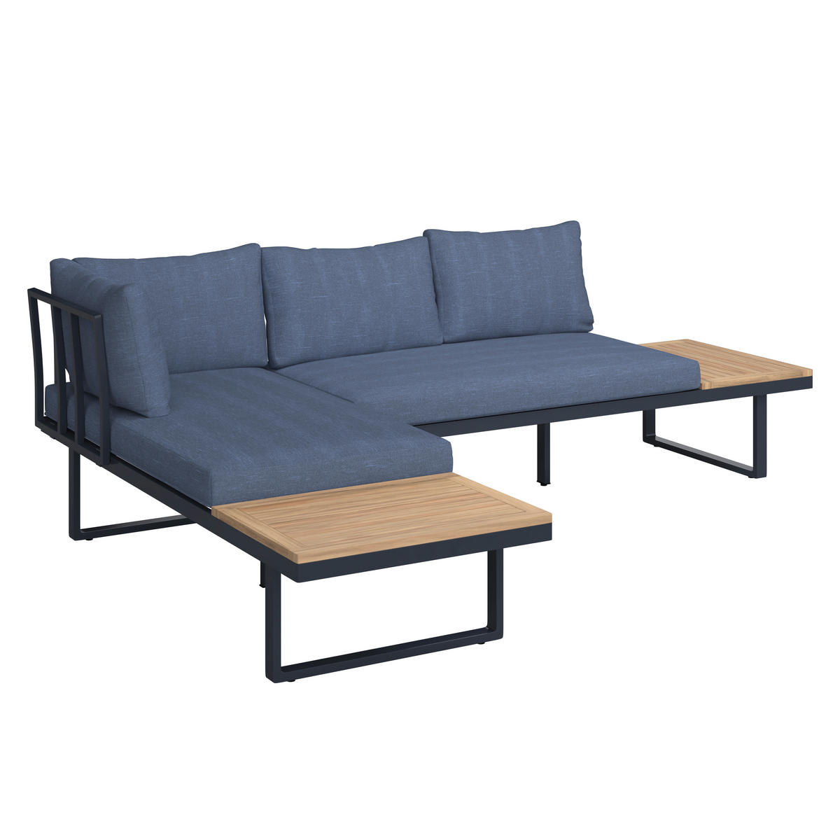 LOUNGEGARNITUR Teakholz Hartholz Aluminium, Edelstahl  - Teakfarben, MODERN, Holz/Metall (56/70/60cm) - Ambia Garden