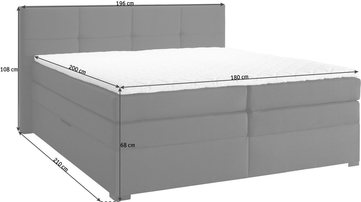 BOXSPRINGBETT 180/200 cm  in Grau, Schwarz  - Wengefarben/Schwarz, Design, Holz/Holzwerkstoff (180/200cm) - Livetastic