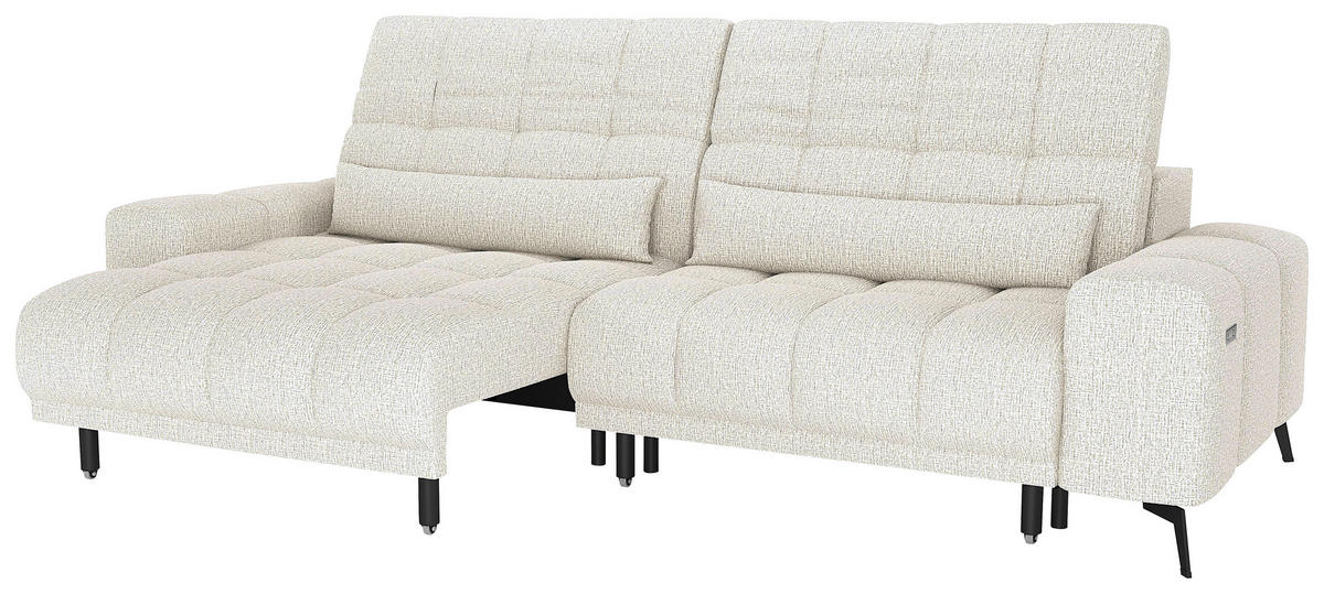BIGSOFA Chenille Elfenbein  - Elfenbein/Schwarz, MODERN, Textil/Metall (300/112/121cm) - Xora