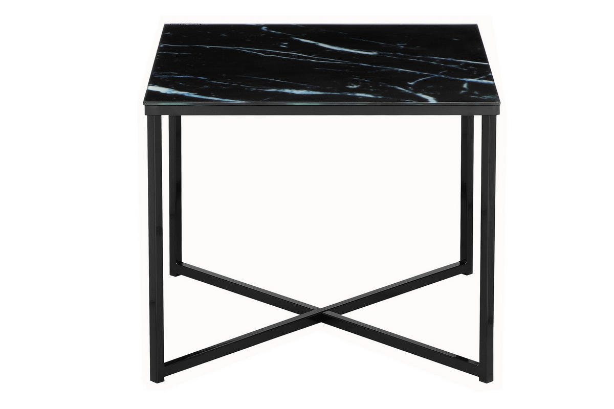 BEISTELLTISCH 50/50/42 cm Schwarz quadratisch  - Schwarz, Design, Glas/Metall (50/50/42cm) - Livetastic