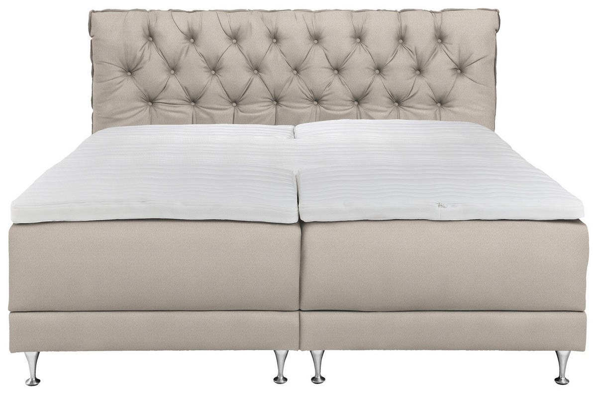BOXSPRINGBETT 160/200 cm  Creme  - Blau/Silberfarben, Basics, Holzwerkstoff/Textil (160/200cm) - Welnova