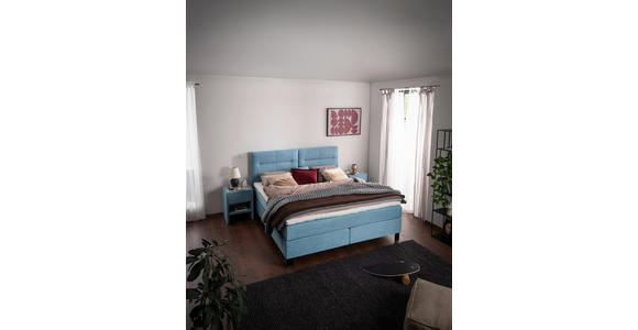 BOXSPRINGBETT 200/220 cm  in Pastellblau  - Pastellblau/Schwarz, KONVENTIONELL, Textil/Metall (200/220cm) - Esposa