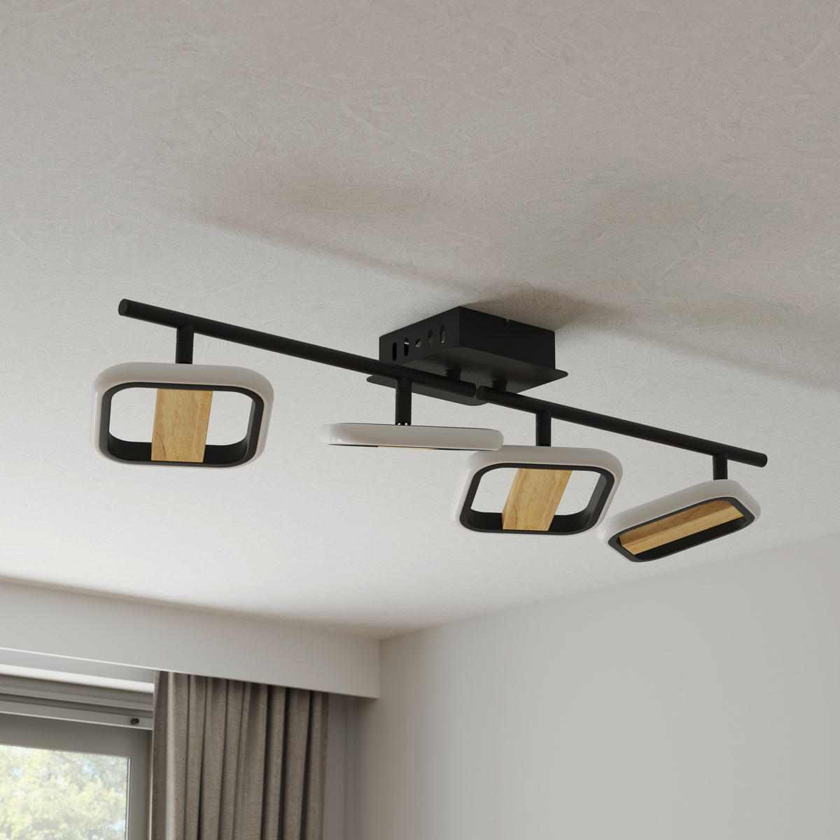 LED-STRAHLER Miriam 68/13,5/12 cm   - Eschefarben/Schwarz, Design, Holz/Kunststoff (68/13,5/12cm) - Novel