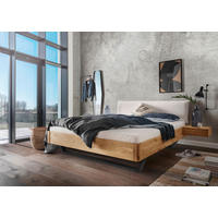 BALKENBETT 200/220 cm,  in Beige, Wildeiche, gepolstertes Kopfteil,  - Wildeiche/Beige, Natur, Holz/Textil (200/220cm) - Linea Natura