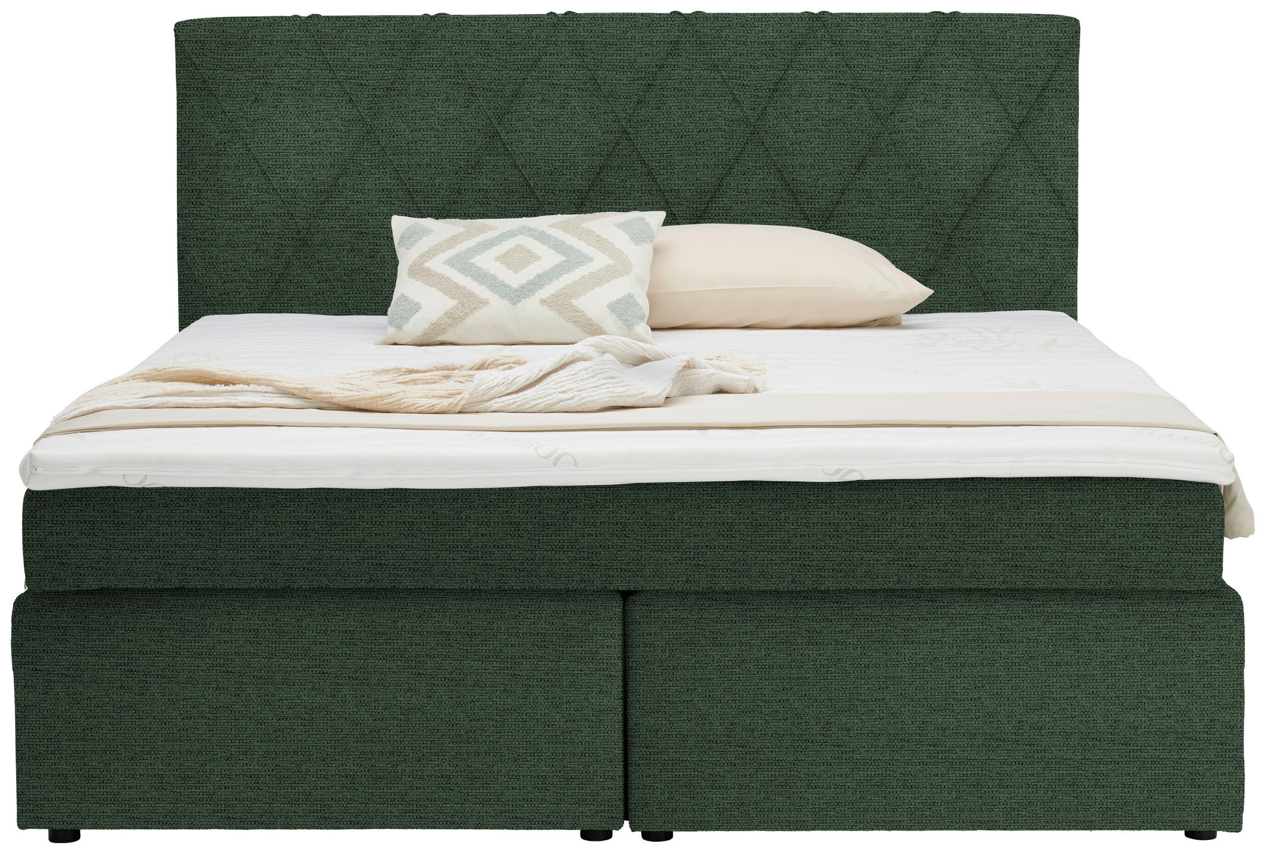 BOXSPRINGBETT 180/200 cm  in Grün  - Schwarz/Grün, Design, Kunststoff/Textil (180/200cm) - Xora
