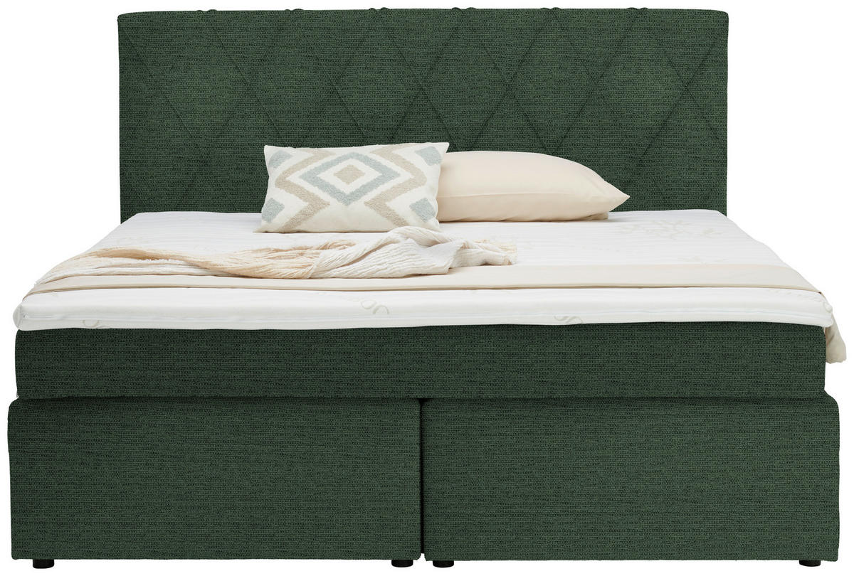 BOXSPRINGBETT 180/200 cm  in Grün  - Schwarz/Grün, Design, Kunststoff/Textil (180/200cm) - Xora