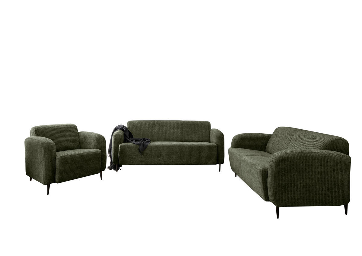 SESSEL in Velours Olivgrün  - Schwarz/Olivgrün, Modern, Textil/Metall (85/76/90cm) - Livetastic
