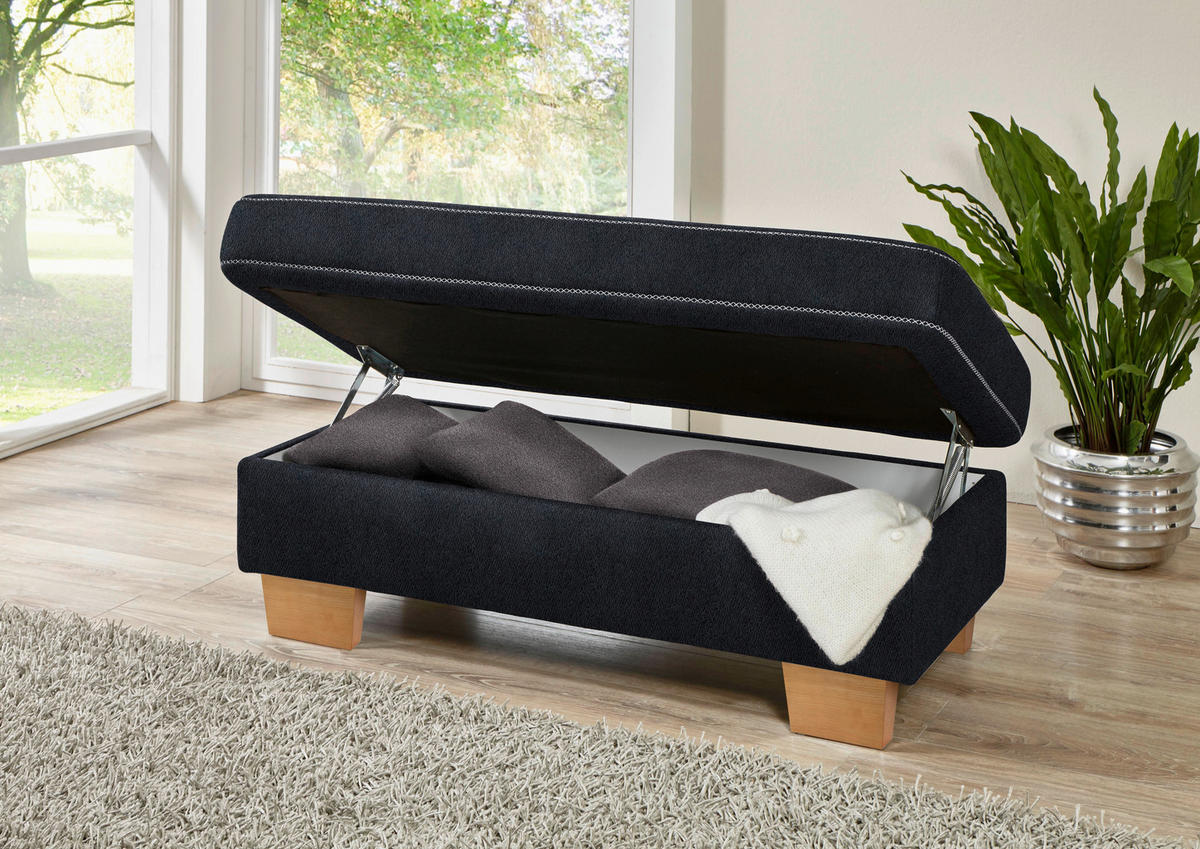 ECKSOFA in Mikrofaser Schwarz  - Eichefarben/Beige, Natur, Holz/Textil (273/226cm) - Beldomo System
