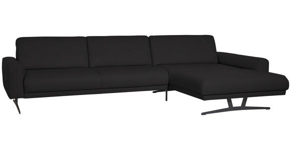 ECKSOFA in Echtleder Schwarz  - Anthrazit/Schwarz, KONVENTIONELL, Leder/Metall (324/182cm) - Ambiente