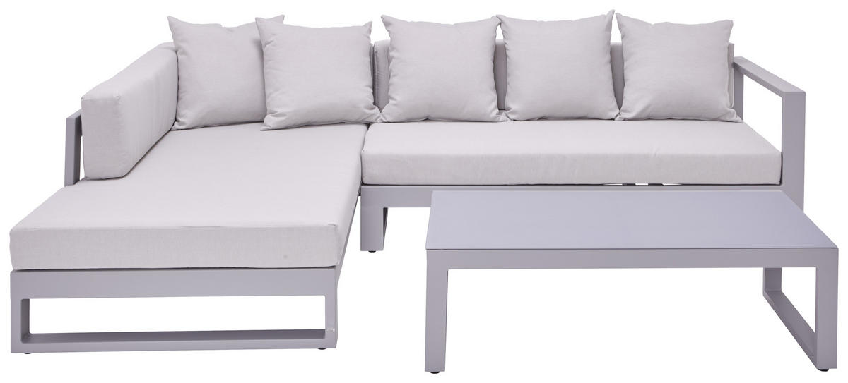 LOUNGEGARNITUR 180/248 cm Aluminium  - Hellgrau, Basics, Glas/Textil (180/248cm) - Amatio