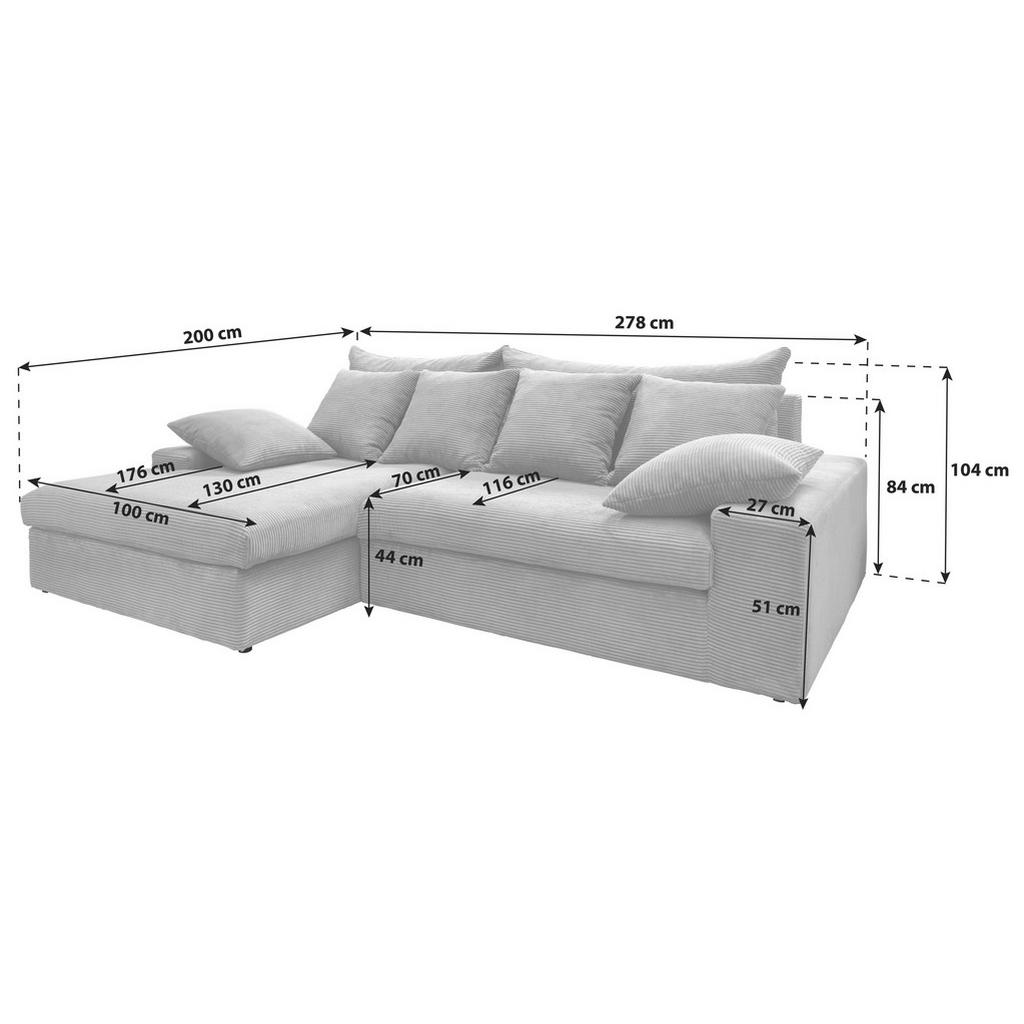 Thumbnail - Livetastic Ecksofa, Hellblau, Textil, 4-Sitzer, Füllung: Schaumstoff, L-Form, 278x200 cm, seitenverkehrt erhältlich, Rüc...
