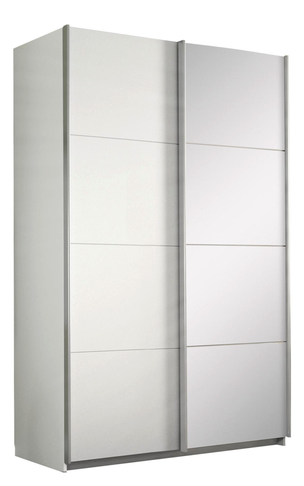 SCHWEBETÜRENSCHRANK  in Weiß  - Alufarben/Weiß, Design, Glas/Holzwerkstoff (136/210/62cm) - Carryhome