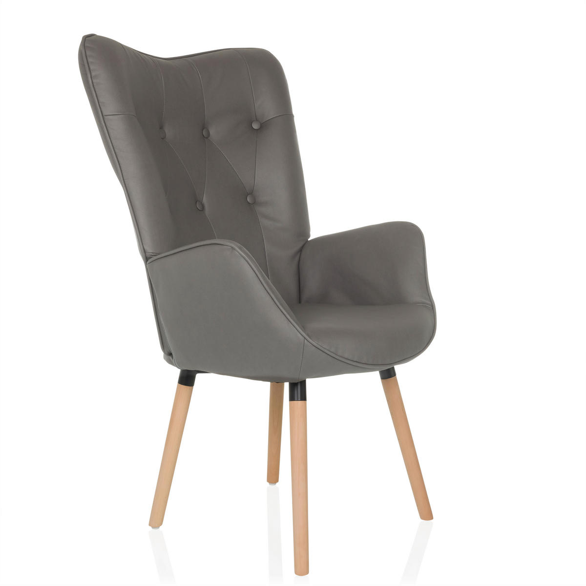 OHRENSESSEL in Velours Grau  - Buchefarben/Grau, MODERN, Holz/Textil (70/106/75cm) - MID.YOU