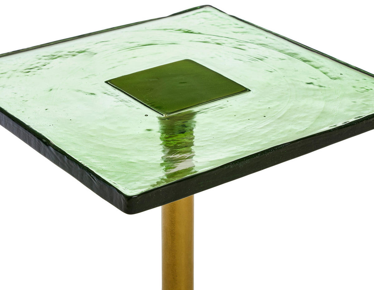 BEISTELLTISCH 35,5/35,5/51 cm Grün, Messingfarben quadratisch  - Messingfarben/Grün, Design, Glas/Metall (35,5/35,5/51cm) - Ambia Home