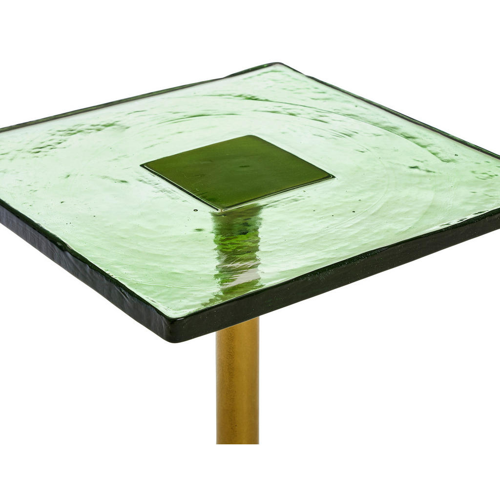 Thumbnail - Ambia Home Beistelltisch, Grün, Messing, Metall, Glas, Metalloptik, quadratisch, Rundrohr, Bodenplatte, 35.5x51x35.5 cm,...