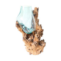 VASE 70 cm  - Klar/Ecru, Natur, Glas/Holz (45/70/40cm) - Ambia Home