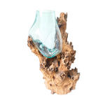 VASE 70 cm  - Klar/Ecru, Natur, Glas/Holz (45/70/40cm) - Ambia Home