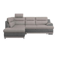 WOHNLANDSCHAFT in Velours Grau, Hellgrau  - Chromfarben/Hellgrau, Konventionell, Textil/Metall (217/264cm) - MID.YOU