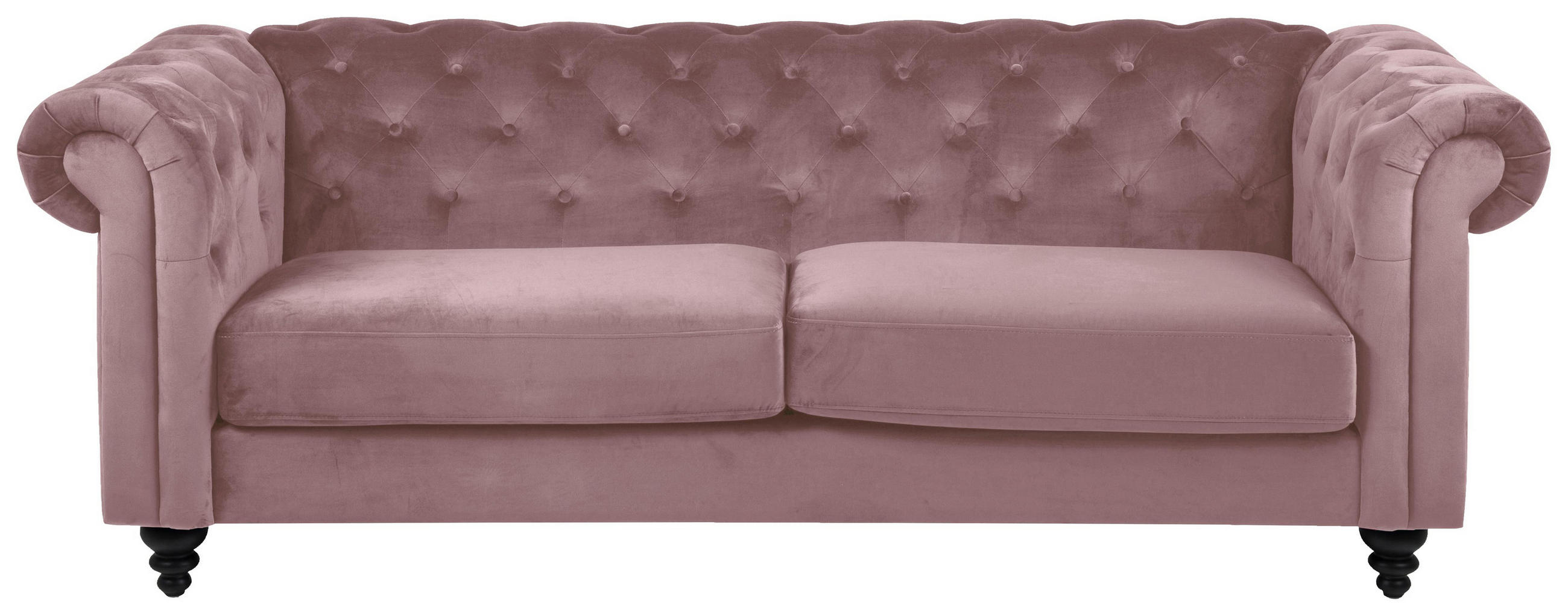 Chesterfield-Sofa in Textil Schwarz, Altrosa