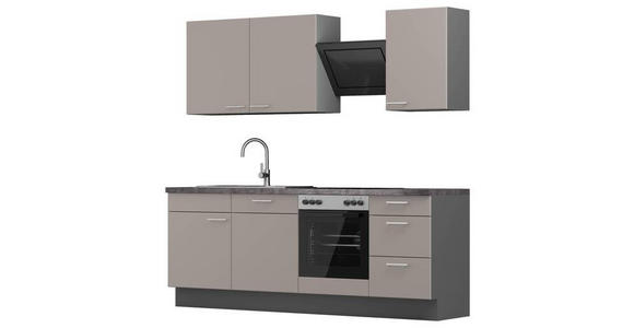 KÜCHENBLOCK 230 cm in Graphitfarben, Kaschmir - Kaschmir/Edelstahlfarben, MODERN, Holzwerkstoff/Metall (230cm) - Xora