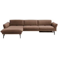 ECKSOFA Posh in Echtleder Braun  173/308 cm  - Anthrazit/Braun, Design, Leder/Metall (173/308cm) - Joop!