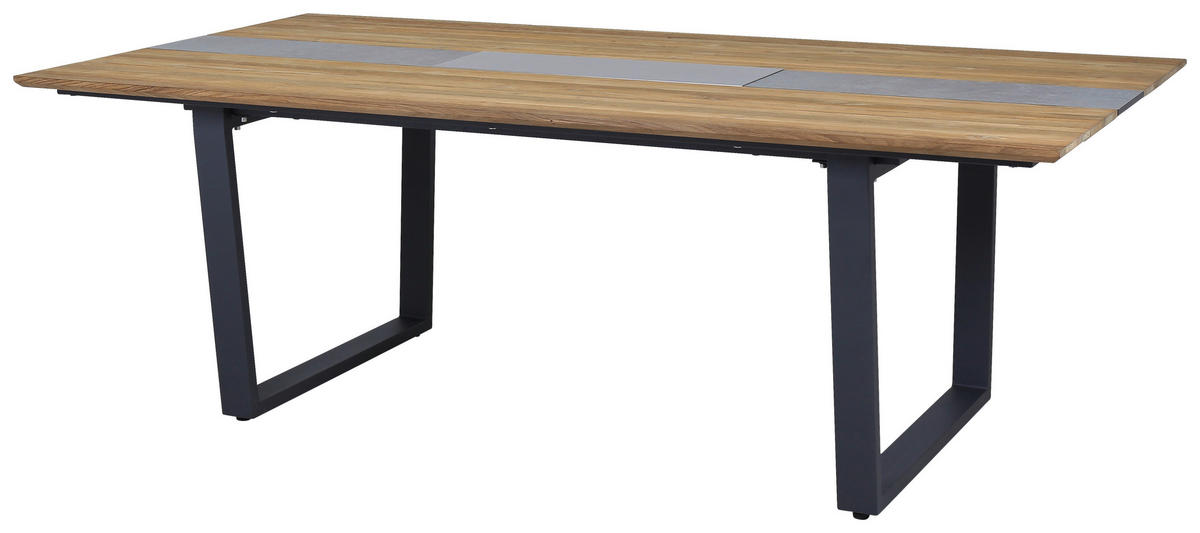 GARTENTISCH 220/110/75 cm Holz, Metall Anthrazit, Teakfarben rechteckig  - Anthrazit/Teakfarben, Modern, Holz/Metall (220/110/75cm) - Zebra 